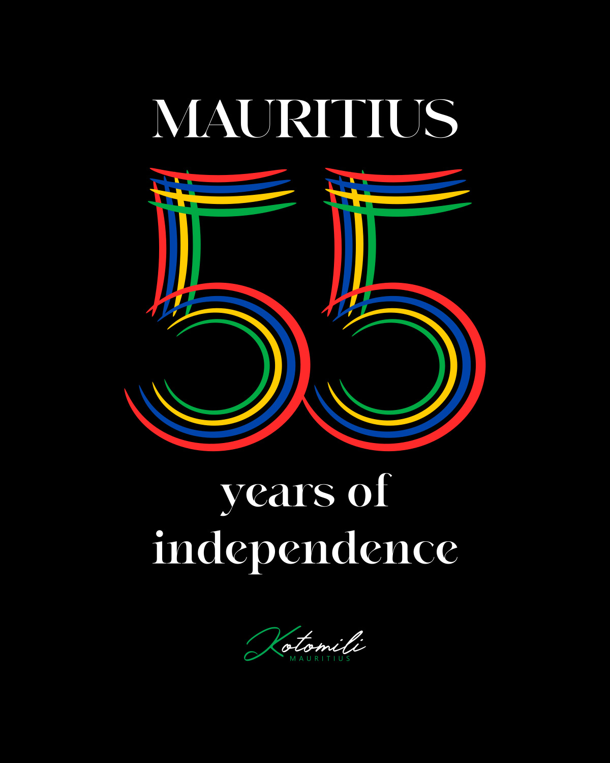 55 years of independence design by Kotomili Mauritius